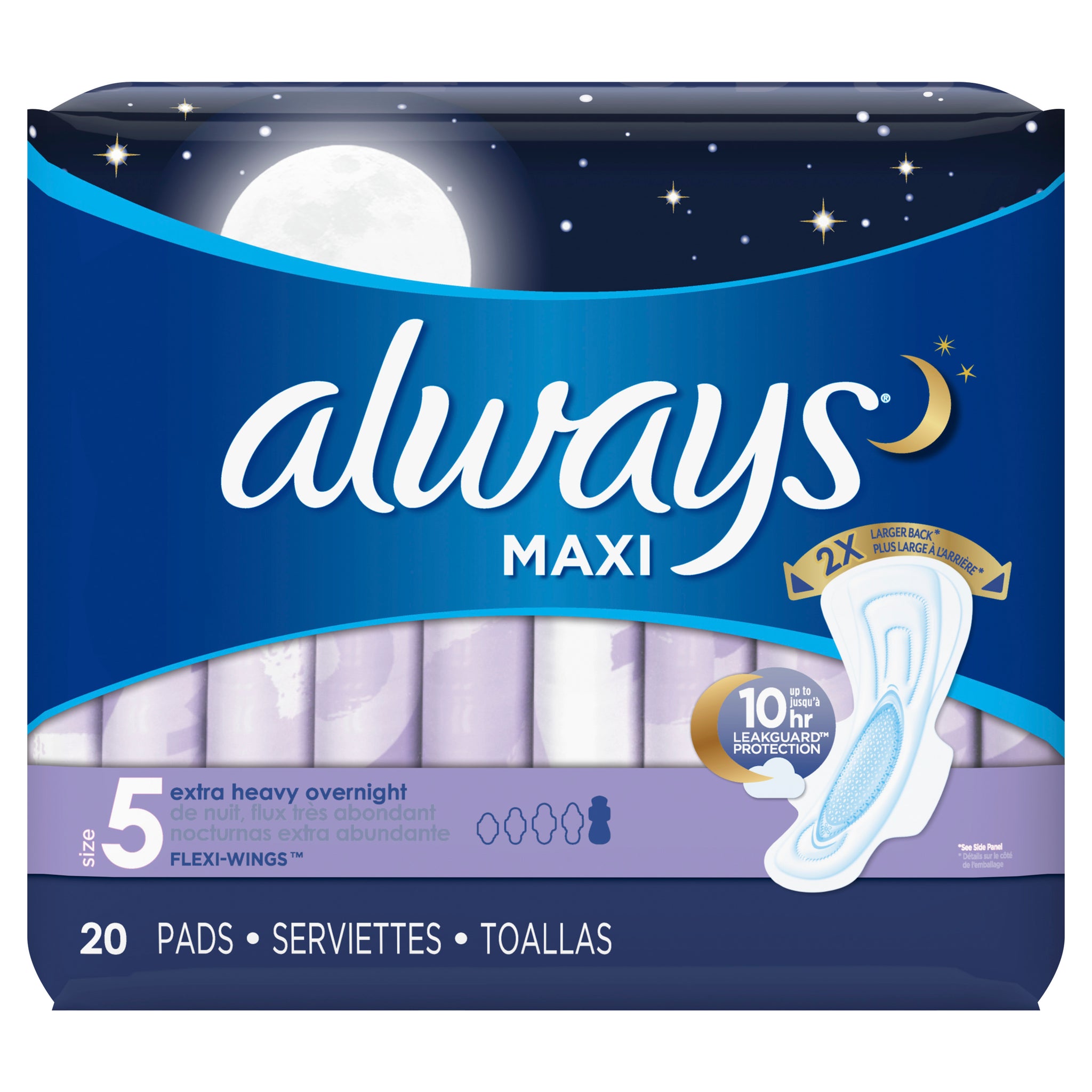 Always Maxi Size 5 Extra Heavy Overnight Pads with Wings