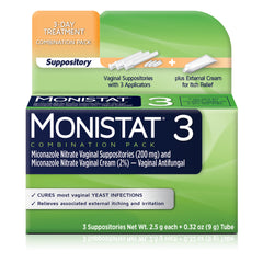 MONISTAT® 3-Dose Yeast Infection Treatment, 3 Suppository Inserts & External Itch Cream