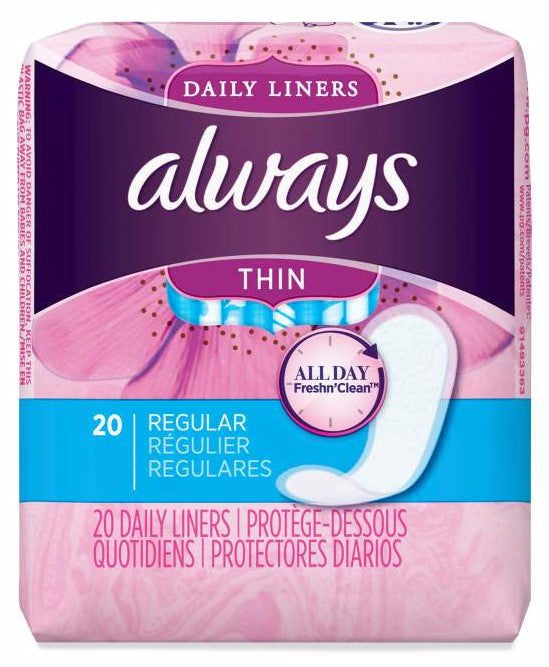 Always Thin Daily Liners Regular Absorbency 20ct.