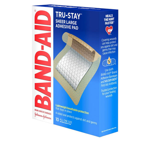 BAND-AID® Tru-Stay Sheer Adhesive Pad 10ct