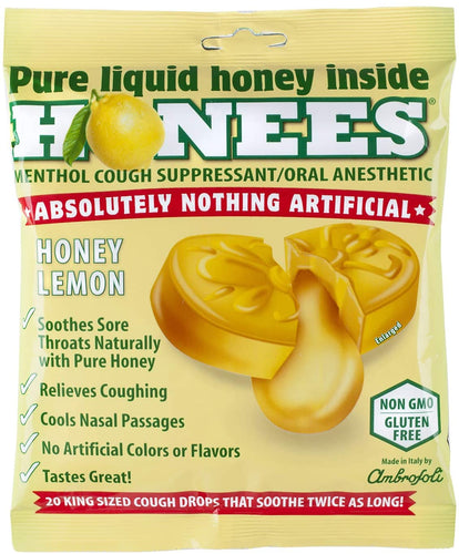 Honee's® Honey Lemon Eucalyptus Menthol Drops 20ct